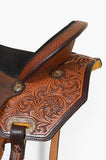 Hilason Western Leather Trail Tack Set Hand Tooled Saddle Brown