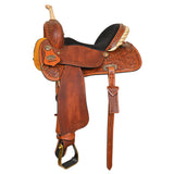 Hilason Western Leather Trail Tack Set Hand Tooled Saddle Brown