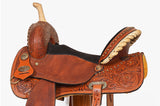 Hilason Western Leather Trail Tack Set Hand Tooled Saddle Brown