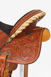 Hilason Western Leather Trail Tack Set Hand Tooled Saddle Brown