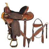 Hilason Kids Miniature Pony Barrel Racing American Leather Saddle Tack Set