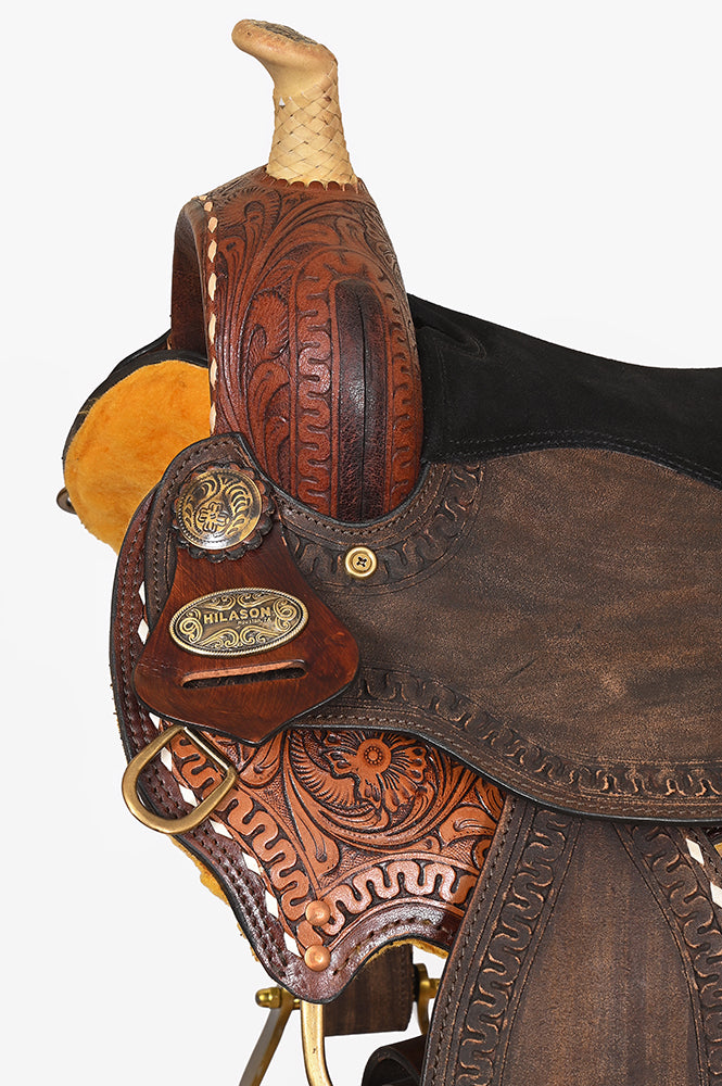 Hilason Kids Miniature Pony Barrel Racing American Leather Saddle Tack Set