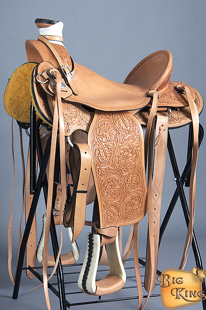 Western Horse Wade Saddle Leather Ranch Roping Tan