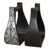 Horse Western Saddle Engraved Metal Roper Stirrups Hilason