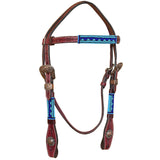 Western Horse Breast Collar Leather Dark Brown Barb Wire With Beaded