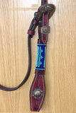 Western Horse Breast Collar Leather Dark Brown Barb Wire With Beaded