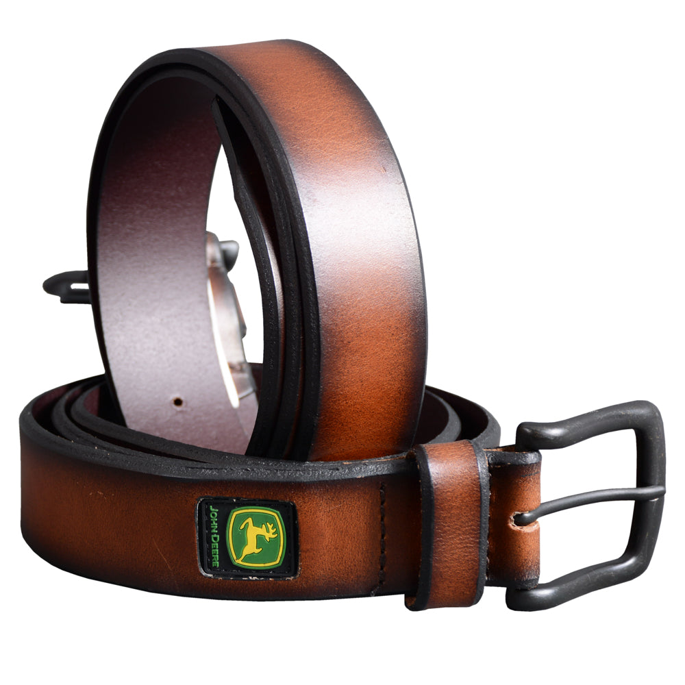John Deere Mens Belt 1-2 in Brown With Brass Buckle
