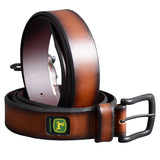 John Deere Mens Belt 1 1-2 in Brown With Brass Buckle