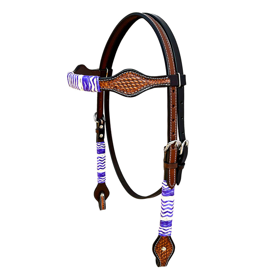 Hilason Western Horse Headstall Rawhide Braided American Leather Brown
