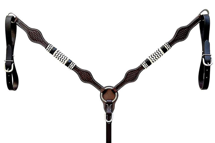 Hilason Western Horse Breast Collar Rawhide Braided American Leather Brown
