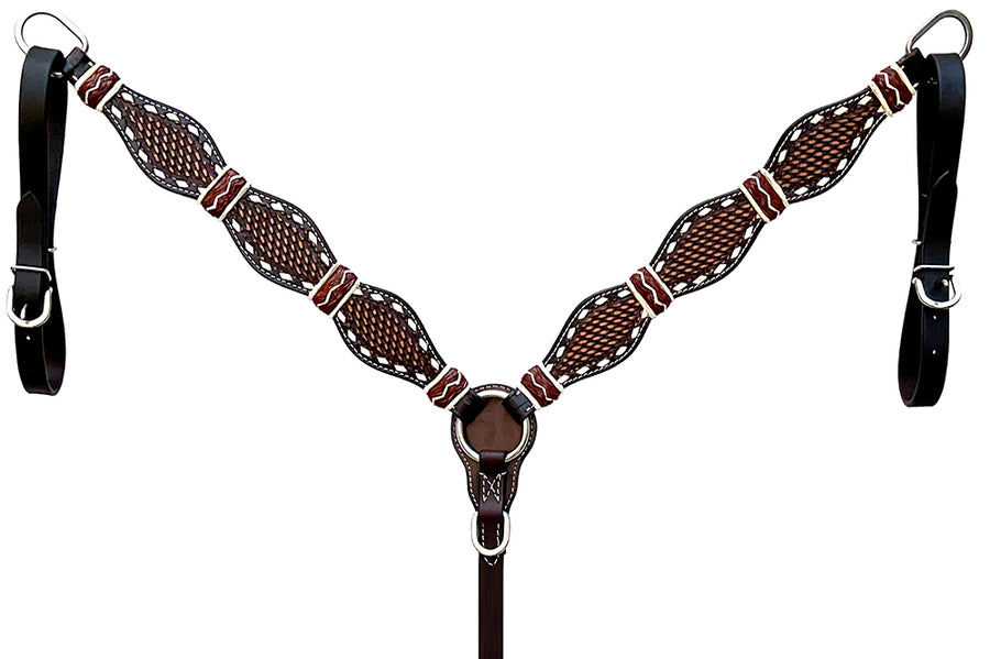 Hilason Western Horse Breast Collar Rawhide Braided American Leather Brown