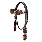 Hilason Western Horse Headstall Rawhide Braided American Leather Brown
