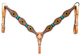 Hilason Western Horse Breast Collar Rawhide Braided American Leather Sunflower