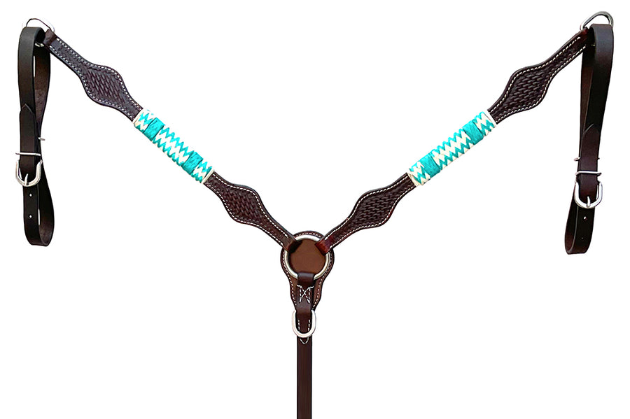 Hilason Western Horse Breast Collar Rawhide Braided American Leather Brown