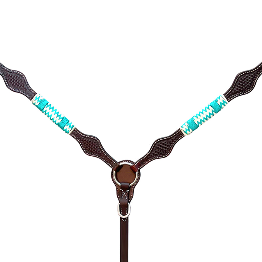 Hilason Western Horse Breast Collar Rawhide Braided American Leather Brown