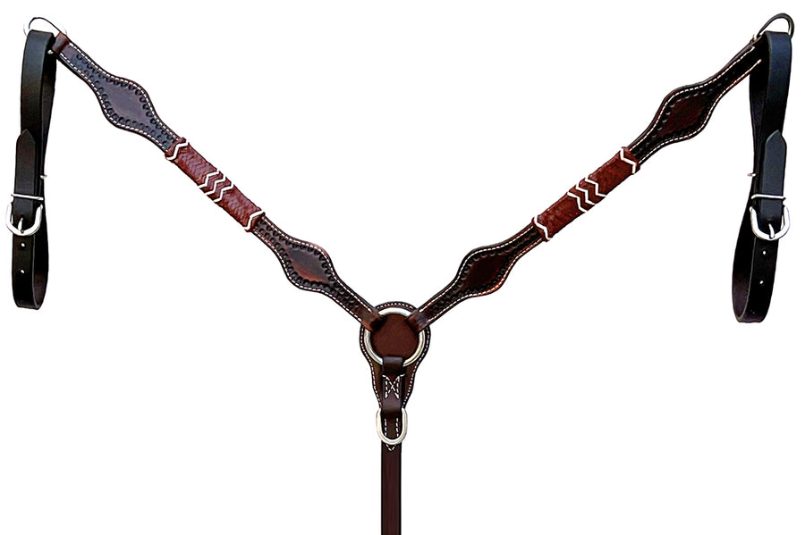 Hilason Western Horse Breast Collar Rawhide Braided American Leather Brown