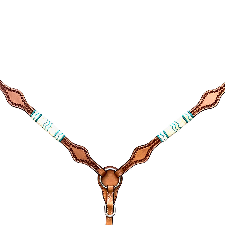 Hilason Western Horse Breast Collar Rawhide Braided American Leather Tan