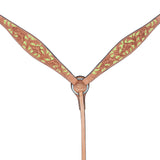 Hilason Western Horse Leather Breast Collar Floral Tan