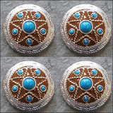 Western Screw Back Conchoturquoise Star Antique Round Bling Headstall