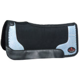 Western Wool Felt Gel Horse Saddle Pad W/ Turquoise Ostrich Leather