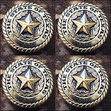 Screw Back Concho State Of Texas Star W/ Rope Edge Saddle