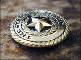 Screw Back Concho State Of Texas Star W/ Rope Edge Saddle