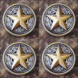 Western Screw Back Concho Texas Star And Rope Edge Saddle Bling Cowgirl