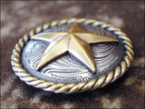 Western Screw Back Concho Texas Star With Rope Edge Round Saddle Bling