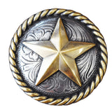 Western Screw Back Concho Texas Star With Rope Edge Round Saddle Bling