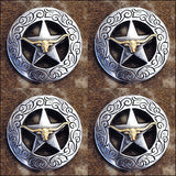 Western Screw Back Concho Longhorn Star Round Saddle Bling Cowgirl