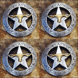 Western Screw Back Concho Longhorn Star Round Saddle Bling Cowgirl