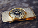 Screw Back Concho State Of Texas Star Rectangular Shaped Money Clip