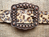 New Hilason Western Show Tack Cheetah Print Cowhide Hair On Leather Adult Spur S