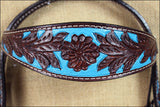 Western Horse Headstall Tack Bridle American Leather Turquoise Hilason