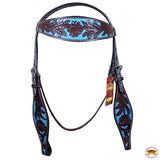 Western Horse Headstall Tack Bridle American Leather Turquoise Hilason