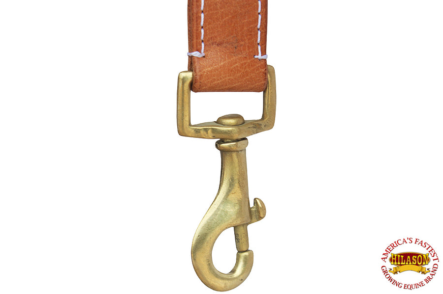 46" Hilason Western Horse Roping Tie Down Strap Brass Snaps Tan
