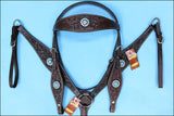 Hilason Western Horse Headstall Bridle American Leather Brown Turquoise