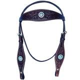 Hilason Western Horse Headstall Bridle American Leather Brown Turquoise