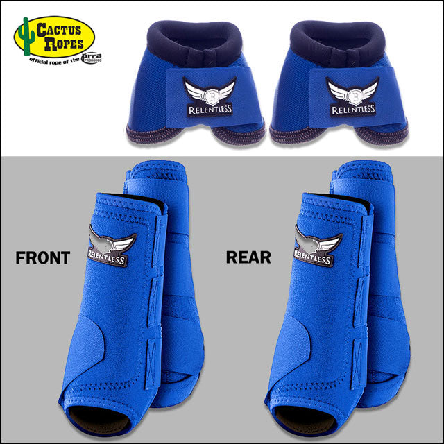 Blue Cactus Ropes Trevor Brazile Relentless Front Rear Sport Bell Boot 6 Pack Horse Leg Small Medium Large