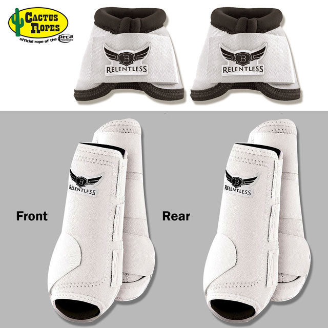 White Cactus Ropes Trevor Brazile Relentless Front Rear Sport Bell Boot 6 Pack Horse Leg Small Medium Large