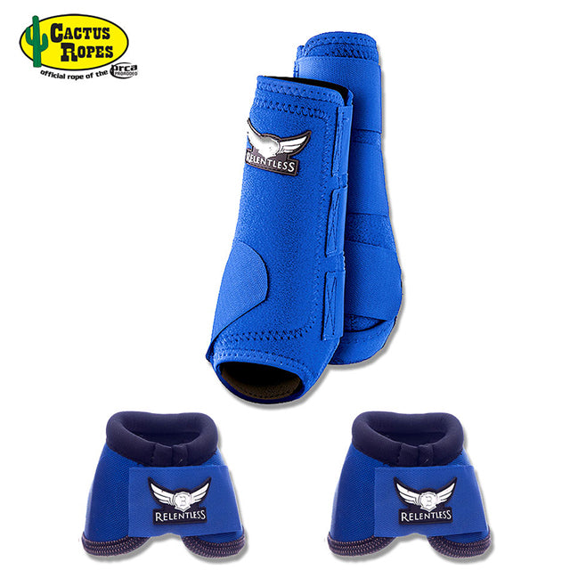 Blue Cactus Ropes Trevor Brazile Relentless 2 Front Sport Boot 2 Bell Boot Value Pack Horse Leg Small Medium Large