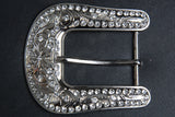 Screw Back Concho Silver Belt Buckle Crystal Bling (1.5 In Belt Opening)