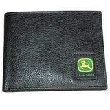 John Deere Mens Pebble Grain Bi Fold Wallet Black W/ Rubber Logo Black