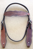 Western Horse Headstall Tack Brown Basket Weave American Leather Hilason