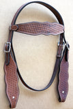 Western Horse Headstall Tack Brown Basket Weave American Leather Hilason